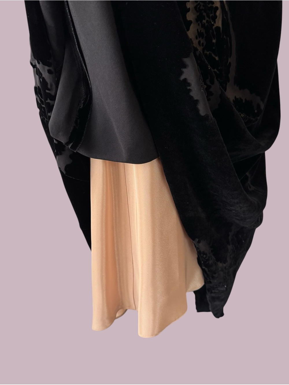 Vintage 90s Laundry by Shelli Segal Silk Velvet Burnout Beaded Maxi Dress - Picture 6 of 9